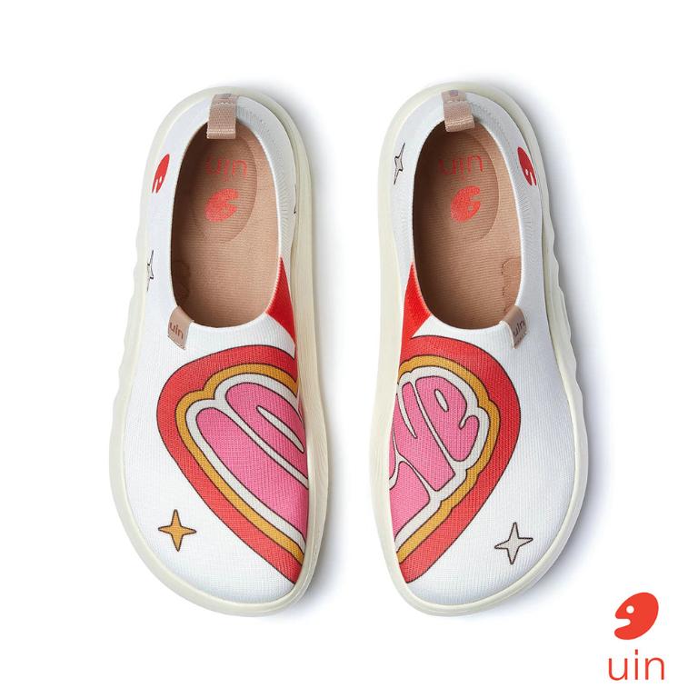 uin 西班牙原創設計 女鞋 帆布鞋 懶人鞋 愛心碰撞彩繪休閒鞋W1711500