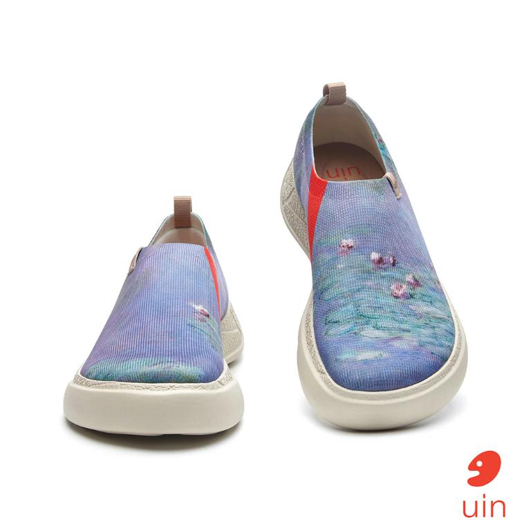 uin 西班牙原創設計 女鞋 帆布鞋 懶人鞋 莫奈 睡蓮彩繪休閒鞋W1711444