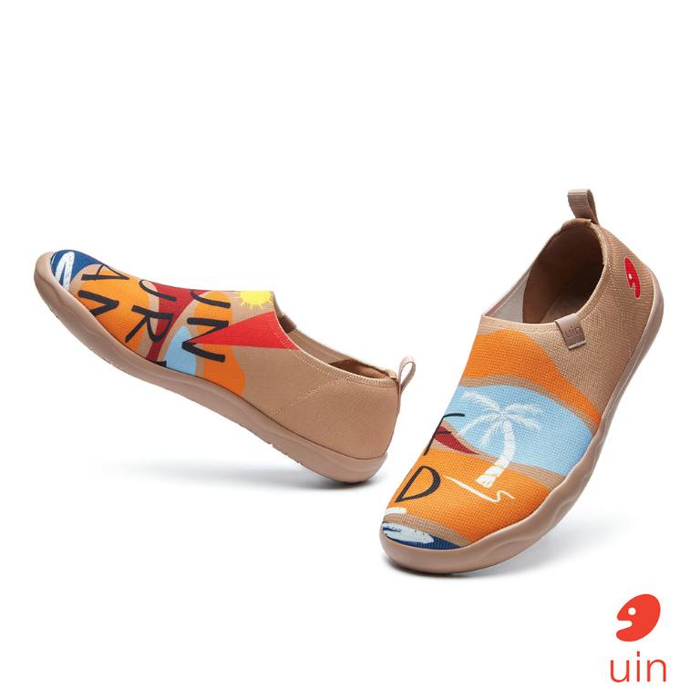 uin 西班牙原創設計 女鞋 帆布鞋 懶人鞋 加勒比海灘彩繪休閒鞋W1011468