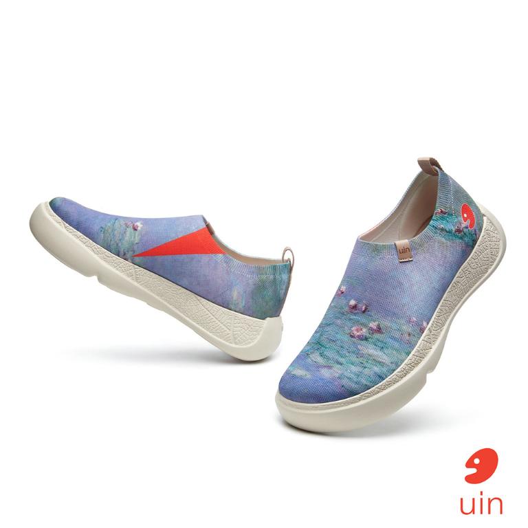 uin 西班牙原創設計 女鞋 帆布鞋 懶人鞋 莫奈 睡蓮彩繪休閒鞋W1711444