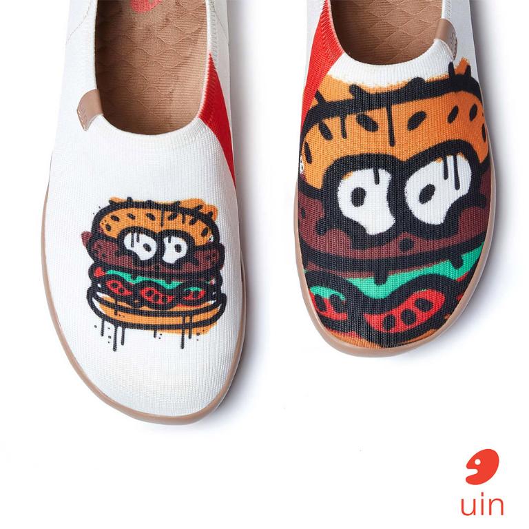 uin 西班牙原創設計 女鞋 帆布鞋 懶人鞋 快樂漢堡彩繪休閒鞋W1011465