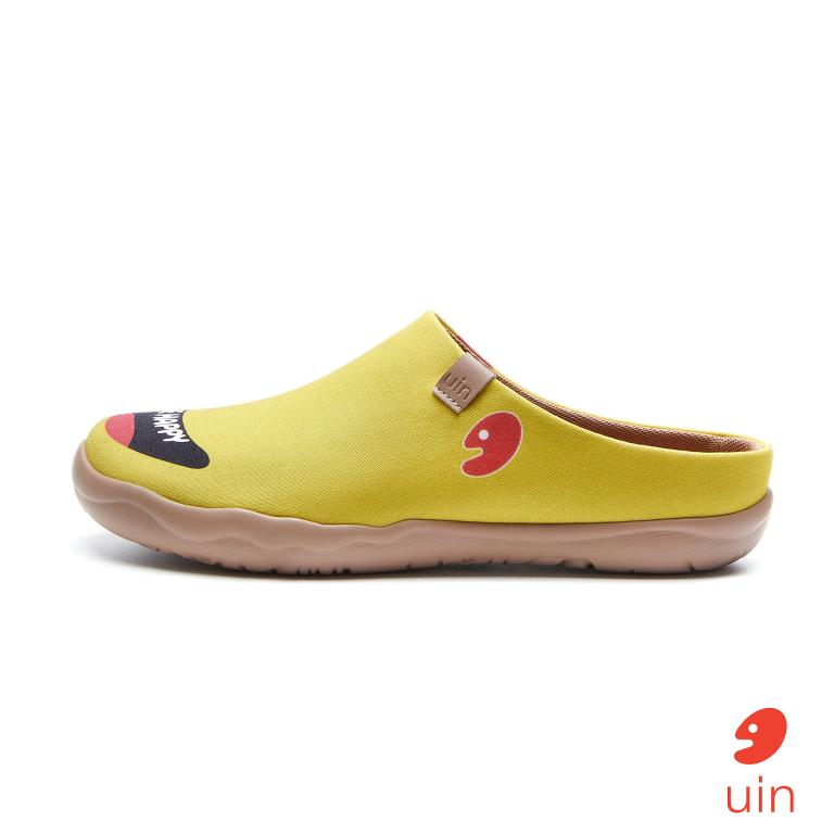 uin 西班牙原創設計 女鞋 半包鞋 半拖鞋 帆布鞋 懶人鞋 保持開心3彩繪休閒鞋W1221591