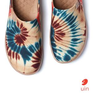 uin 西班牙原創設計 女鞋 半包鞋 半拖鞋 帆布鞋 懶人鞋 復古花暈彩繪休閒鞋W1221592