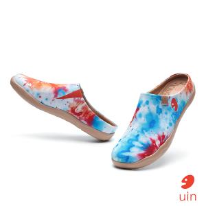 uin 西班牙原創設計 女鞋 半包鞋 半拖鞋 帆布鞋 懶人鞋 耀斑之光2彩繪休閒鞋W1221594