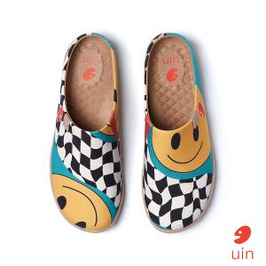 uin 西班牙原創設計 女鞋 半包鞋 半拖鞋 帆布鞋 懶人鞋 自然笑彩繪休閒鞋W1221590