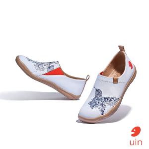 uin 西班牙原創設計 女鞋 帆布鞋 懶人鞋 花鳥彩繪休閒鞋W1010608