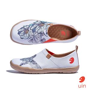 uin 西班牙原創設計 女鞋 帆布鞋 懶人鞋 花鳥彩繪休閒鞋W1010608
