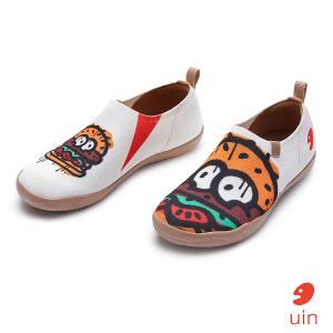 uin 西班牙原創設計 女鞋 帆布鞋 懶人鞋 快樂漢堡彩繪休閒鞋W1011465