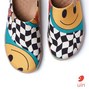 uin 西班牙原創設計 女鞋 半包鞋 半拖鞋 帆布鞋 懶人鞋 自然笑彩繪休閒鞋W1221590