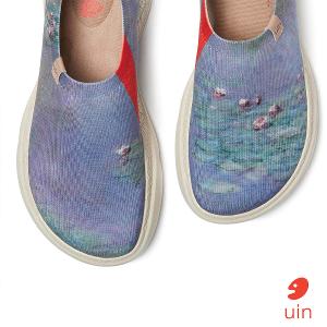 uin 西班牙原創設計 女鞋 帆布鞋 懶人鞋 莫奈 睡蓮彩繪休閒鞋W1711444
