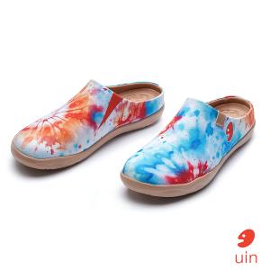 uin 西班牙原創設計 女鞋 半包鞋 半拖鞋 帆布鞋 懶人鞋 耀斑之光2彩繪休閒鞋W1221594