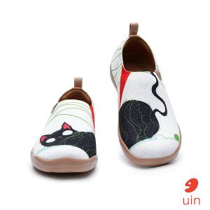 uin 西班牙原創設計 女鞋 帆布鞋 懶人鞋 躺平笨貓彩繪休閒鞋W1011470