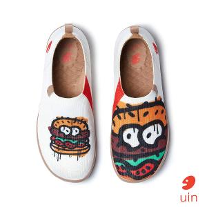 uin 西班牙原創設計 女鞋 帆布鞋 懶人鞋 快樂漢堡彩繪休閒鞋W1011465