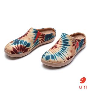 uin 西班牙原創設計 女鞋 半包鞋 半拖鞋 帆布鞋 懶人鞋 復古花暈彩繪休閒鞋W1221592