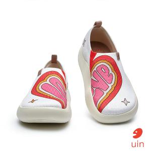 uin 西班牙原創設計 女鞋 帆布鞋 懶人鞋 愛心碰撞彩繪休閒鞋W1711500