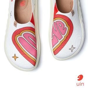 uin 西班牙原創設計 女鞋 帆布鞋 懶人鞋 愛心碰撞彩繪休閒鞋W1711500