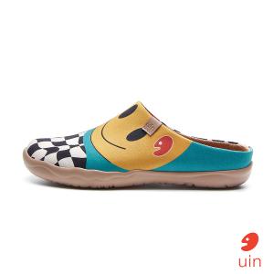 uin 西班牙原創設計 女鞋 半包鞋 半拖鞋 帆布鞋 懶人鞋 自然笑彩繪休閒鞋W1221590