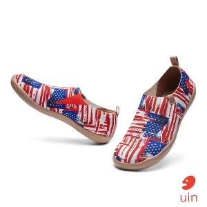 uin 西班牙原創設計 女鞋 帆布鞋 懶人鞋 塗鴉星條旗彩繪休閒鞋W1011464