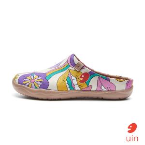 uin 西班牙原創設計 女鞋 半包鞋 半拖鞋 帆布鞋 懶人鞋 多彩嬉皮彩繪休閒鞋W1221587