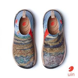uin 西班牙原創設計 女鞋 帆布鞋 懶人鞋 梵高 田野裡的農夫彩繪休閒鞋W1711442