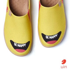 uin 西班牙原創設計 女鞋 半包鞋 半拖鞋 帆布鞋 懶人鞋 保持開心3彩繪休閒鞋W1221591