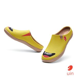 uin 西班牙原創設計 女鞋 半包鞋 半拖鞋 帆布鞋 懶人鞋 保持開心3彩繪休閒鞋W1221591