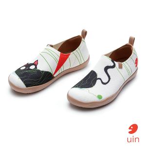uin 西班牙原創設計 女鞋 帆布鞋 懶人鞋 躺平笨貓彩繪休閒鞋W1011470
