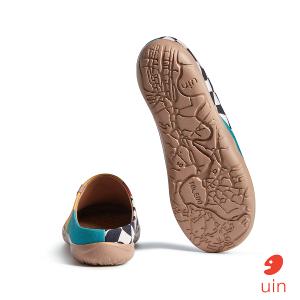 uin 西班牙原創設計 女鞋 半包鞋 半拖鞋 帆布鞋 懶人鞋 自然笑彩繪休閒鞋W1221590