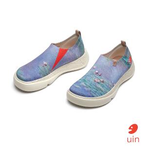 uin 西班牙原創設計 女鞋 帆布鞋 懶人鞋 莫奈 睡蓮彩繪休閒鞋W1711444