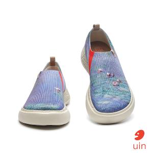 uin 西班牙原創設計 女鞋 帆布鞋 懶人鞋 莫奈 睡蓮彩繪休閒鞋W1711444