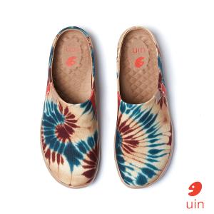 uin 西班牙原創設計 女鞋 半包鞋 半拖鞋 帆布鞋 懶人鞋 復古花暈彩繪休閒鞋W1221592