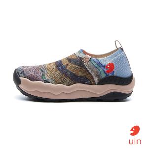 uin 西班牙原創設計 女鞋 帆布鞋 懶人鞋 梵高 田野裡的農夫彩繪休閒鞋W1711442