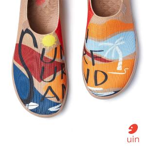 uin 西班牙原創設計 女鞋 帆布鞋 懶人鞋 加勒比海灘彩繪休閒鞋W1011468