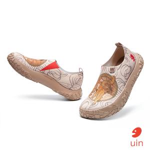 uin 西班牙原創設計 女鞋 帆布鞋 懶人鞋 穆夏 黑髮女郎與金髮女郎彩繪休閒鞋W1711436