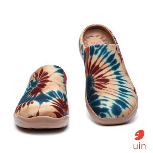 uin 西班牙原創設計 女鞋 半包鞋 半拖鞋 帆布鞋 懶人鞋 復古花暈彩繪休閒鞋W1221592