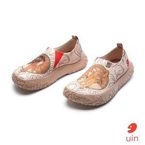 uin 西班牙原創設計 女鞋 帆布鞋 懶人鞋 穆夏 黑髮女郎與金髮女郎彩繪休閒鞋W1711436