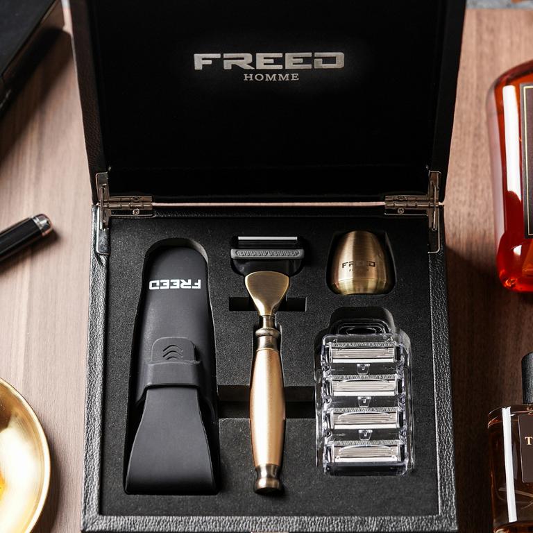FREED 古銅系列尊爵四件組五刀式刮鬍刀禮盒-阿波羅