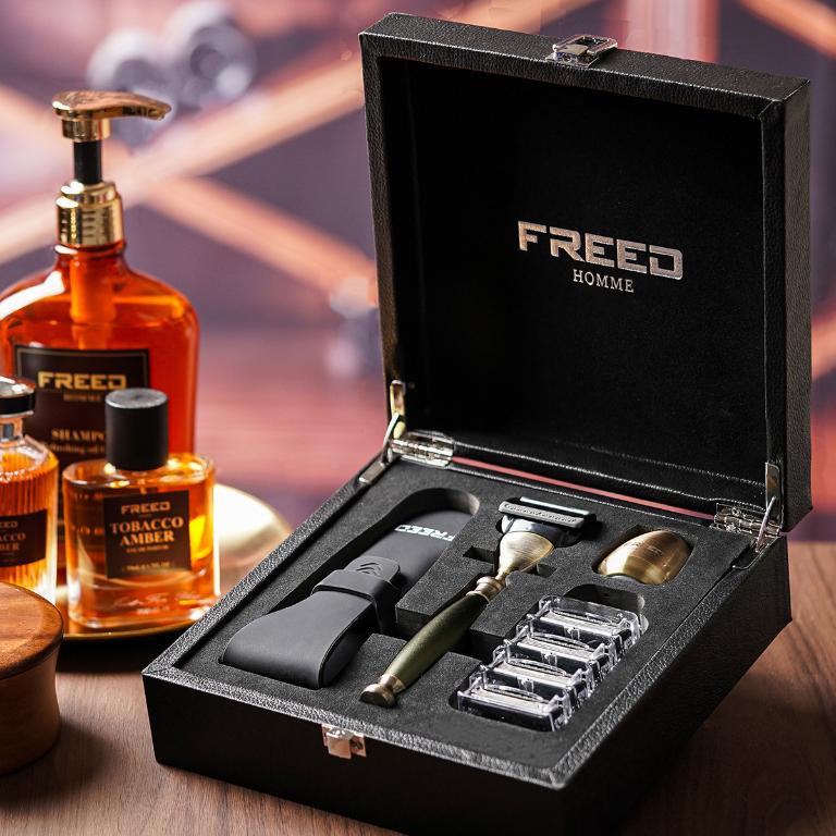 FREED 古銅系列尊爵四件組五刀式刮鬍刀禮盒-大地綠