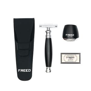 FREED 尊爵四件組雙刃安全刮鬍刀禮盒-極致黑+客製化刻字服務
