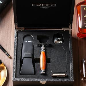 FREED 尊爵四件組雙刃安全刮鬍刀禮盒-仿琥珀