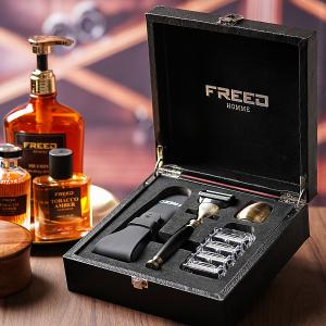 FREED 古銅系列尊爵四件組五刀式刮鬍刀禮盒-極致黑+客製化刻字服務