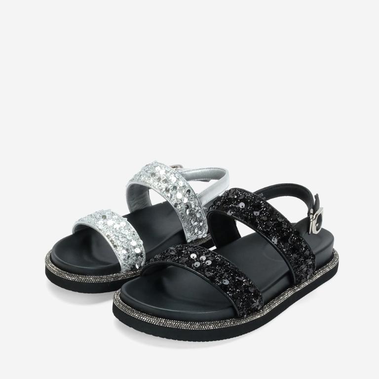 Ben&1966 高級亮片雙帶厚底涼鞋-黑(246511)