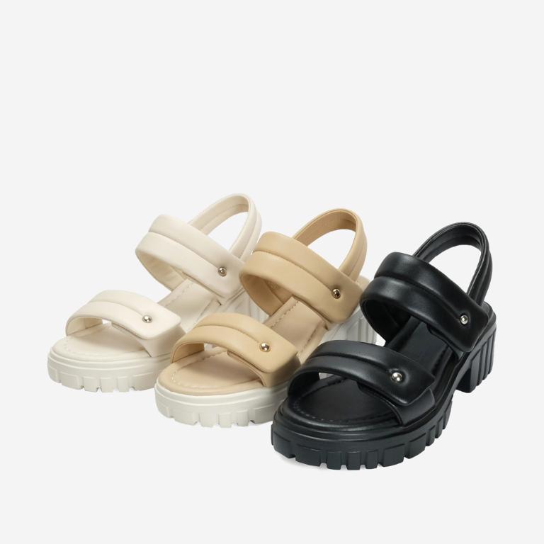 Ben&1966 柔軟羊皮舒適雙帶輕量厚底涼鞋-杏(246752)