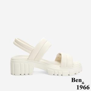 Ben&1966 柔軟羊皮舒適雙帶輕量厚底涼鞋-米白(246753)