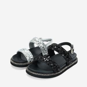 Ben&1966 高級亮片雙帶厚底涼鞋-黑(246511)