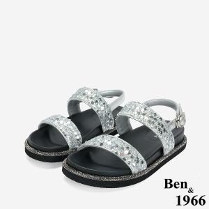 Ben&1966 高級亮片雙帶厚底涼鞋-銀(246512)