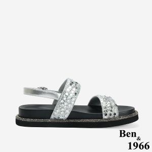 Ben&1966 高級亮片雙帶厚底涼鞋-銀(246512)