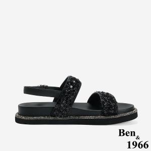 Ben&1966 高級亮片雙帶厚底涼鞋-黑(246511)