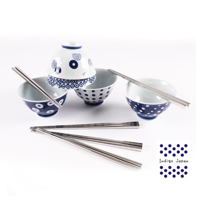 【西海陶器】藍丸紋5入飯碗組(日本波佐見燒)