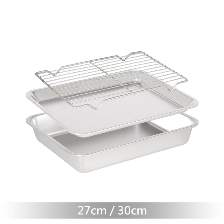 【Nerez】耐樂斯304不鏽鋼雙層深+淺調理盤(附架)